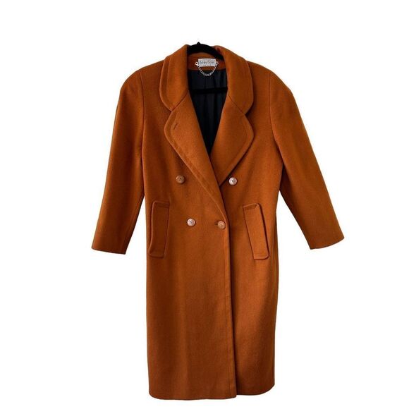 Vintage Ashley Scott Trench Coat Double Breasted Pure Wool Brown Women’s Size XS - Picture 1 of 6